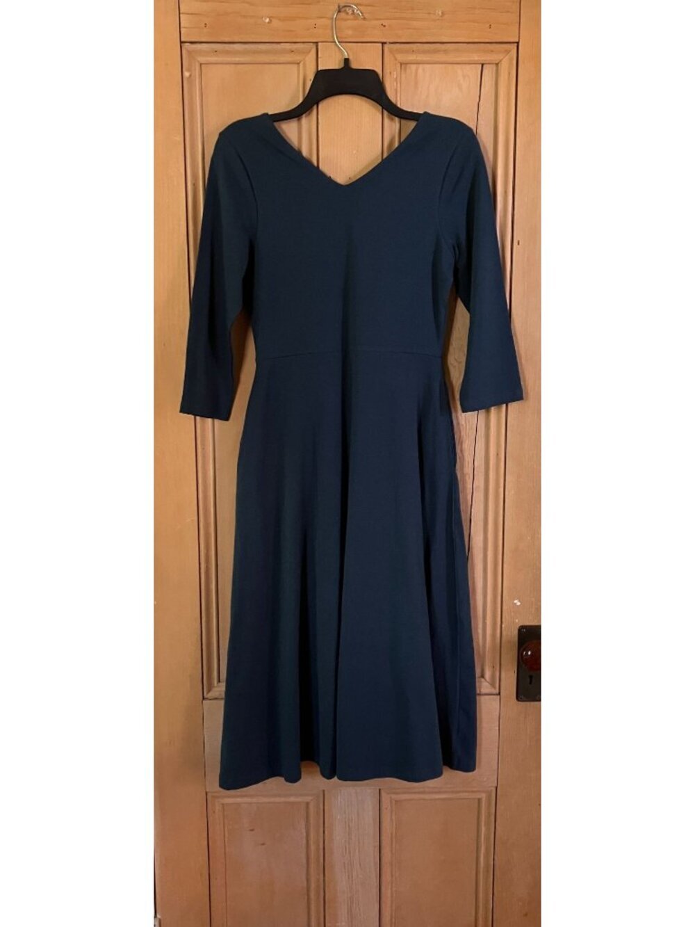 Pact Womens Emerald Fit Flare Modest Stretch Midi Dress Size Medium Green SP NWT - Picture 9 of 12
